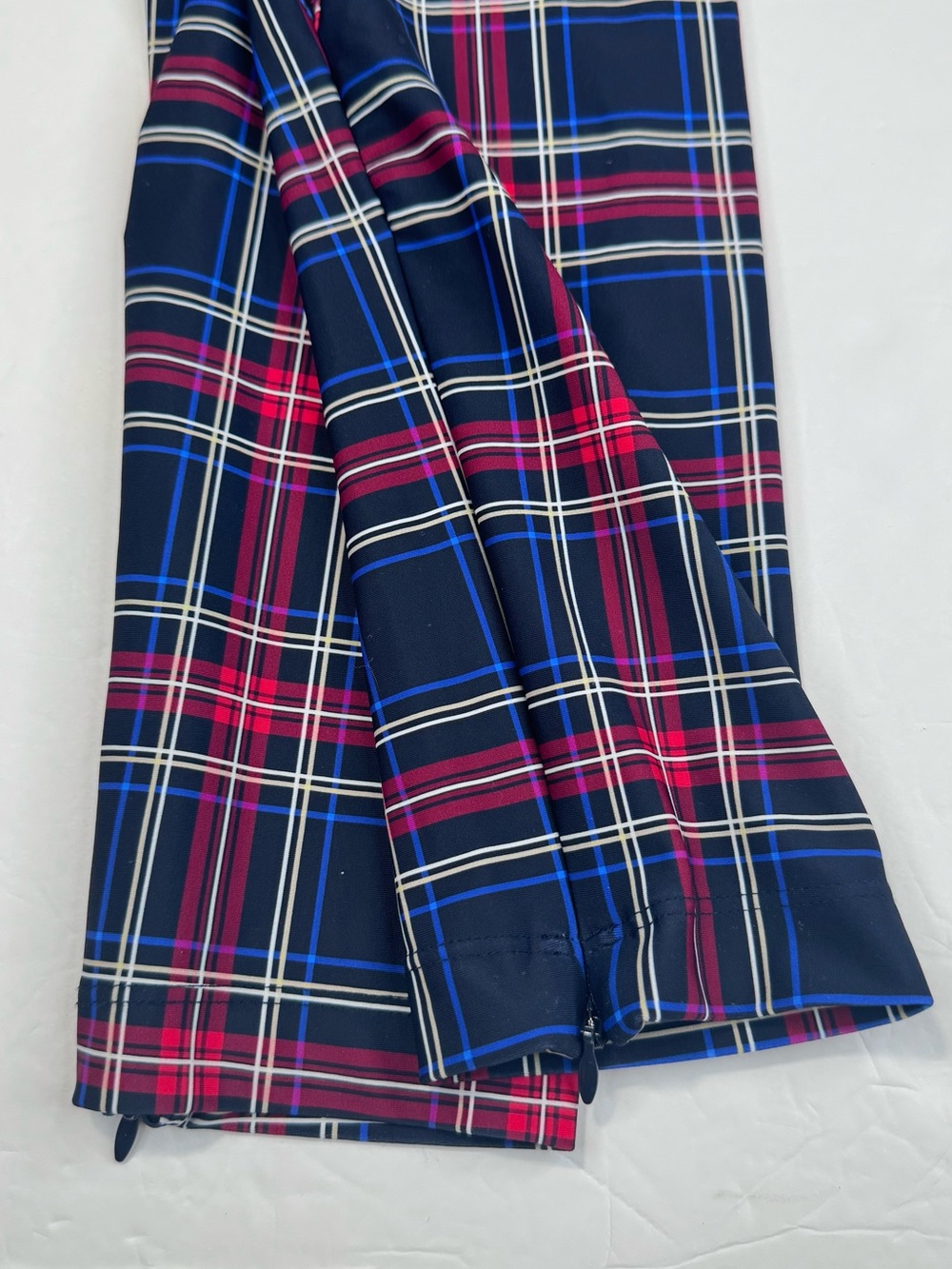 GANNI Plaid Leggings Women's Size 34 US 4 Navy Blue Red White Stretch Skinny - Picture 5 of 13